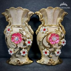 皇家佛具 泰國花瓶 插花用品 擺設花容器 客廳擺設 供花 泰國花束皇家泰國宗教用品, 一對