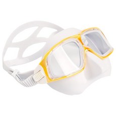 Doublue K 自潛曲面面鏡 韓國品牌 潛水低容積面鏡 廣角美顏網紅面鏡 浮潛蛙鏡泳鏡, 白底極光黃