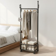 FODOSS 선인장 옷걸이 행거 튼튼한 메탈 스탠드 옷걸이 이동식 행거, 검은색