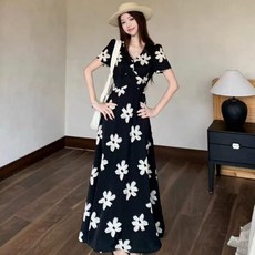 lofei 여성 여름 플라워 민소매 롱 원피스 QZ09
