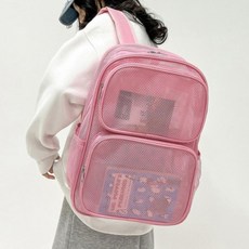 핑크 33x45 망사 메쉬 백팩 배낭 가방 어깨 메는 대형 메시 그물 백