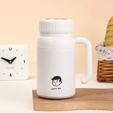 YAPOGI 대용량 텀블러 스텐 손잡이 진공 보온 보냉컵, 흰색, 1개, 1000ml