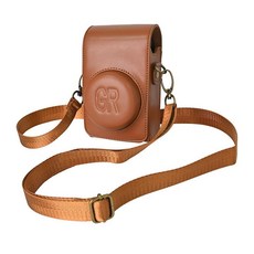 디카파우치 파우치 카메라가방 가로형 스타일 가죽, 1개, GR3 라벨 가죽 + 나일론 스트랩 브라운