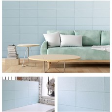 국내산 접착식 데코타일 주방 붙이는 벽지 시트지 벽 타일 폼블럭 붙이는 템바보드 욕실 타일시트지 38*54 (10장), 벽돌 연하늘