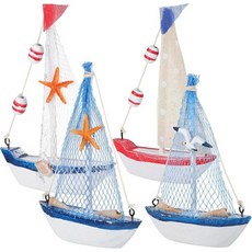 NUOBSTY 4PCS 미니 범선 모델 나무 미니어처 항해 범선과 깃발 그물 플로팅 튜브 테이블 소품 비치 오션 테마 파티 장식 146SR1416FWGYRUA, 배 모형 NUOBSTY 4Pcs 미니 요트 모델 나무