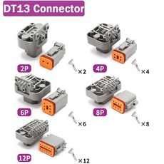 도이치 스타일 DT 시리즈 방수 커넥터 전선 소켓 플러그 2 3 4 6 8 12 핀 DT06 4S DT04 2P 5 10 100 세트, DT13, 5 Sets