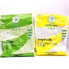 THAI JADE LEAF TAPIOCA PEARL 태국 티피오카 펄 밀크티 그린 화이트 타피오카 펄, 1개, 2개입, 400g