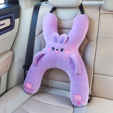해피유통 다기능 U자형 수면 보호 베개 용 차 안 여행 필수품, 자주색