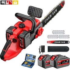 [I-One] 독일기술 듀얼 드라이브 듀얼 파워 무선 충전식 고출력 리튬 전기톱 40cm(16") 고성능 배터리, 1세트