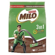 MILO 3인1 밀크 초콜릿 코코아 파우더, 33g, 18개입, 1개