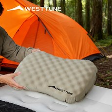 WESTTUNE 캠핑용 에어 필로우 휴대용 압축 가능 아이스 실키 필로우 아웃도어 여행 베개, 1개, 카키