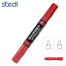 Stedi 수성 양면팁 양쪽사용 마커펜 메카 레드 DMM-09, 1개