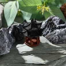 분재 건물 조경 미니어처 높이 3.0cm 수조 단층 조경용품 원형 정자 미니어처소품 정자, H. 6.2CM 이층 육각정