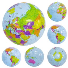 OU RUI 공기 주입식 글로브 33cm(13인치) 세계 지구본 비치 볼 6개 해변 스포츠 놀이 교육 시연 여름 수영장 파티 교육 또는 파티 선물 PVC 소재, OU RUI 공기 주입식 글로브 33cm(13인치) 세