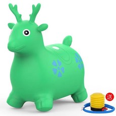 兒童充氣跳跳馬坐騎，加大加厚音樂寶寶跳跳小鹿，安全無毒玩具, 跳跳鹿（綠色）, 1個