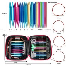 원형 뜨개질 바늘 세트 26개 교체 가능한 코바늘 액세서리 키트 초보자 선물용, Knitting Set A