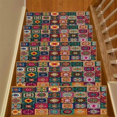 적 패턴 계단 매트 스텝 카펫 홈 데코용 가장자리 헤밍 처리된, 1개, 3. 1