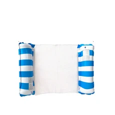 접이식 줄무늬 인플레이터블 라운지 체어 수영장 파티 및 해변 레저용 플로팅 침대 그물 등받이 포함, 04 AS