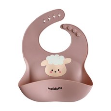 마롤로뜨 실리콘 아기 턱받이 실리콘빕 똑딱이 유아 자기주도 이유식 아기식판, 1개, 1개입, 핑크 양양이