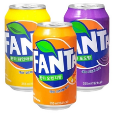 (환타 포도 x) 환타 x/탄산/오렌지/파인/캔콜라/제로/탄산음료/제로음료수/뚱캔/파인애, 24개, 350ml