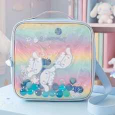 산리오 시나모롤 레인보우 파스텔 스퀘어 블링 글리터 미아방지가방