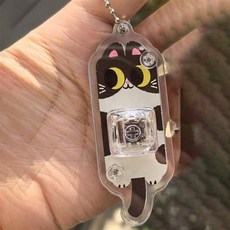 재미있는 귀여운 고양이 캐릭터 배꼽 버튼 피젯 키보드 블럭 톡톡 딸깍이 키캡 토이 키링 스트레스해소 장난감 커플 열쇠고리, 블랙 sps560