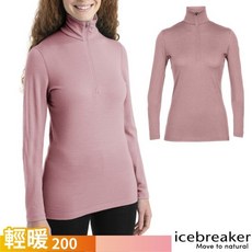【紐西蘭 Icebreaker】送》女 保暖抗菌 半開襟長袖羊毛衛生衣 200 Oasis 登山刷毛衣 104380
