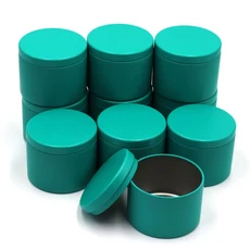 뚜껑이 있는 12개 4온스 양초 통 느슨한 둥근 금속 항아리 키트 DIY 보관에 사용 만들기