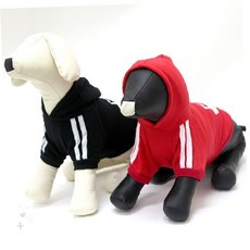반려견 스포츠 후드 점퍼 애완동물 실내복 캐주얼 상의 줄무늬 디자인 보온 의상, 1개, 상세페이지 참조