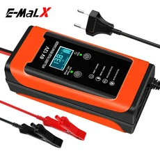 차량용 배터리 충전기 12V 6A 펄스 복구 LCD 디스플레이 스마트 고속 AGM 딥 사이클 GEL 납축전지 (자동차, 01 EU plug