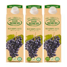 돈시몬 착즙 적포도 주스 (x) 음료수과일 스페인산 100% 착즙 주스, 1L, 3개