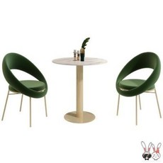 網紅洽談桌椅組閤小圓桌一桌四椅奶茶店咖啡廳售樓部辦公接待桌椅桌椅 組閤 傢用小戶型茶桌飯桌 商店麵洽談桌椅組閤 接待桌, 一桌兩椅【墨綠絨毛】