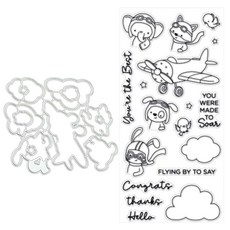 애니멀 파일럿 컷팅 다이와 생일 카드용 클리어 스탬프 키트 스크랩북 만들기 DIY 사진 앨범 종이 공예