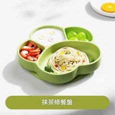 活力橙 貓爪造型雙色分格嬰兒餐盤 吸盤式兒童進食訓練盤, 單色貓爪餐盤 - 綠色, 1個