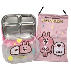 卡娜赫拉的小動物 不鏽鋼餐盤 便當盒 可愛圖案 輕巧便攜 安全材質, 1個, 1.大臉