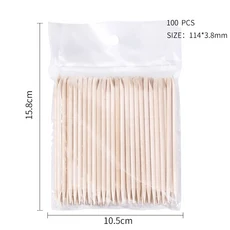 100PCS 큐티클 푸셔 리무버 네일 아트 도구 오렌지 우드 스틱 라인 석 피커 비드 푸셔 매니큐어 페디큐어, 02 114mm