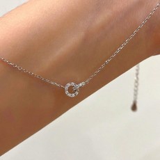 시엔 여성용 써지컬 큐빅 트윈써클 실버 목걸이