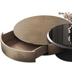 意式輕奢古銅色不銹鋼茶幾 極簡客廳家用小戶型簡約玻璃邊幾組閤, 90*32+55*39抽屜組合, 1個