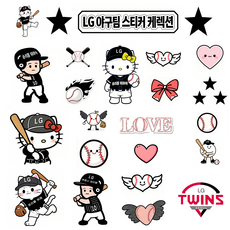 야구팀 시리즈 만화 응원 그래피티 스티커 - 여행가방/노트북 개성 방수 자국 없는 장식 - 팀당 2장씩, 2개, LG 트윈스 스티커