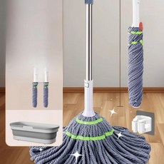 자동 물 짜기 대나무 섬유 회전형 강력 흡수 손세탁 불필요 바닥걸레 젖은 건조 겸용, 8. 독일 정밀 기술 [자동 물 절약 설계] ⭐ 【1초, 1개