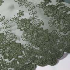 큰 면사 19색 17cm x 90cm 망사 레이스 면실, 카키색
