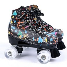 발광 파스텔 컬러 롤러스케이트 청소년용 성인용 롤라 초등, 1개, 219그래피티블랙화이트