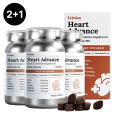 베트리온 하트 어드밴스 강아지 심장 영양제 카디오 면역 혈류개선, 3개, 심장/간, 100정