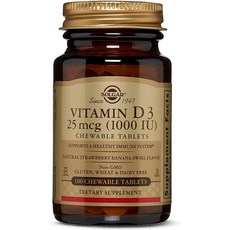 SOLGAR 維他命D3 1000lU口嚼錠, 100顆, 1罐