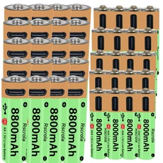 오래 지속되는 전원 AA AAA 충전식 배터리 Type-C 포트 고용량 8800mAh 및 8000mAh 1.5V 리튬 이온 배터리, 03 20 and 20