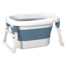 感溫嬰兒折疊浴盆, 大號遠峰藍+大禮包【加厚感溫】