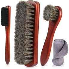 4피스 호스헤어 슈 브러시 샤인 키트 - 가죽용 프리미엄 폴리쉬 청소 및 광택을 위한 가죽 부츠