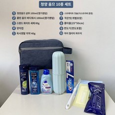 여행용 샴푸세트 출장 피트 미니어처 남성 샴푸 바디워시 100ml 휴대용 세면백, (비즈토트백) 청양남 10종 세트, 1개