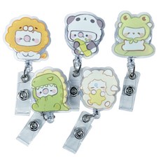 비앤데일리 간호사 릴홀더 인형탈 아크릴 테이프걸이 사원증 걸이 클립형 5종세트, 1개, 혼합