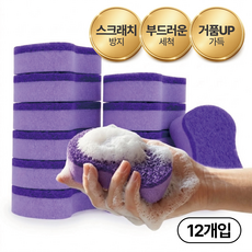 슬루나 스크래치 제로 양면 스펀지 수세미, 1개, 12개입